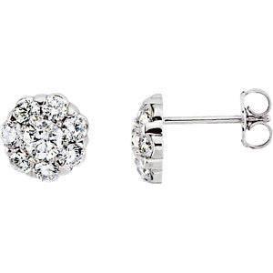 14K White 2 CTW Diamond Cluster Earrings