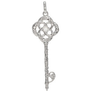 Sterling Silver 1-10 CTW Diamond Vine Key Pendant