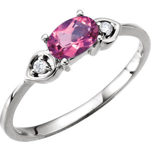 Pink Tourmaline & Diamond Accented 3-Stone Ring