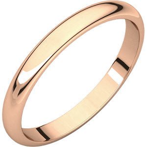 14 K Rose 2.5mm Half Round Band