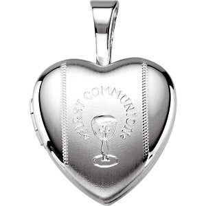 Sterling Silver First Communion Heart Locket