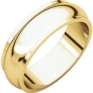 14K Yellow 6mm Half Round Edge Band