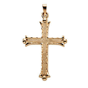 14K Yellow 33x23.5mm Hollow Cross Pendant