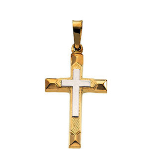 14K Yellow 20.5x14mm Hollow Cross Pendant