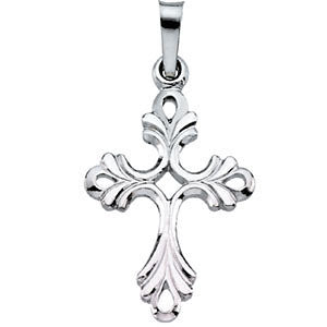 14K White 19.5x15mm Design Cross Pendant