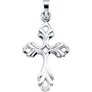 14K White 24.5x17mm Design Cross Pendant