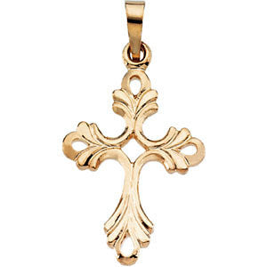 14K Yellow 19.5x15mm Design Cross Pendant