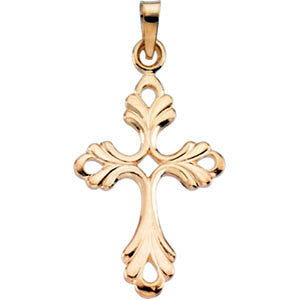 14K Yellow 24.5x17mm Design Cross Pendant