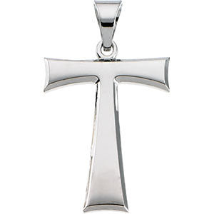 14K White Tau Cross Pendant with Packaging