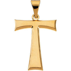 14K Yellow Tau Cross Pendant with Packaging