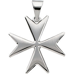 14K White Maltese Cross Pendant with Packaging