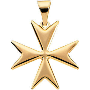 14K Yellow Maltese Cross Pendant with Packaging