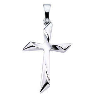 14K White 25.5x18mm Cross Pendant