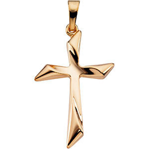 14K Yellow 25.5x18mm Cross Pendant