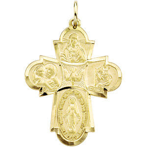 14K Yellow 29x23.5mm Four-Way Cross Medal