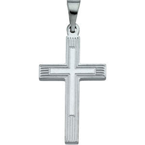 14K White 19.5x11mm Cross Pendant