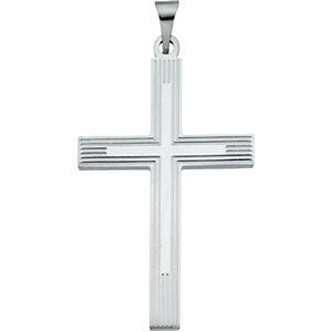 14K White 34.5x21mm Cross Pendant