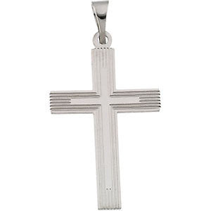 14K White 22x14mm Cross Pendant with Design