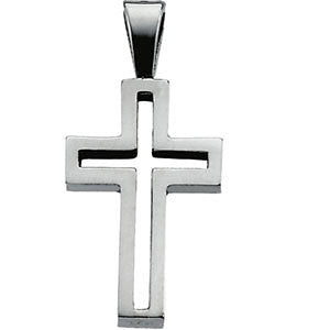 14K White 13.5x9.5mm Cross Pendant