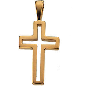 14K Yellow 13.5x9.5mm Cross Pendant