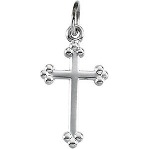 14K White 14x10mm Cross Pendant