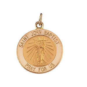 14K Yellow 12mm Round St. John the Baptist Medal