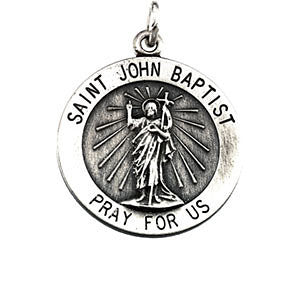 Sterling Silver 18.5mm Round St. John the Baptist Medal