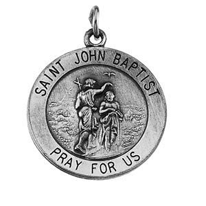 Sterling Silver 18.25mm Round St. John the Baptist Medal