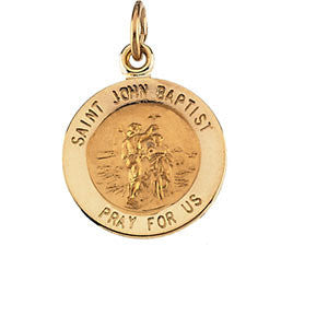 14K Yellow 12mm Round St. John the Baptist Medal