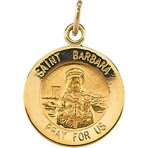 14K Yellow 12mm St. Barbara Medal