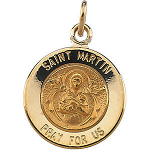 14K Yellow 12mm Round St. Martin de Porres Medal