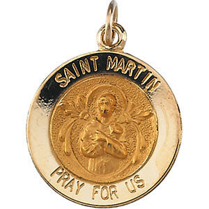 14K Yellow 15mm Round St. Martin de Porres Medal