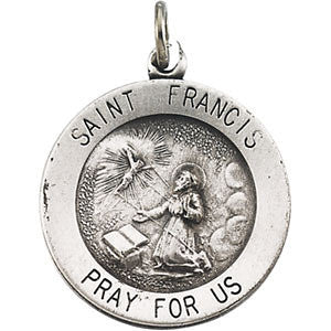 Sterling Silver 18.25mm Round St. Francis of Assisi Medal