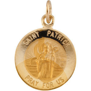 14K Yellow 12mm Round St. Patrick Medal