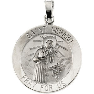 14K White 18mm St. Gerard Medal