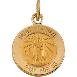 14K Yellow 12mm Round St. Raphael Medal