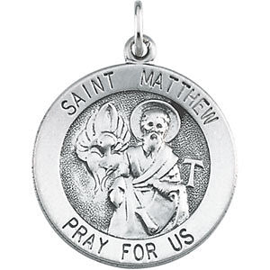 Sterling Silver 18mm Round St. Matthew Medal