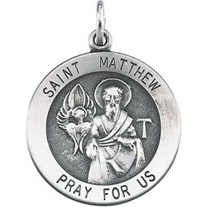 Sterling Silver 22mm Round St. Matthew Medal