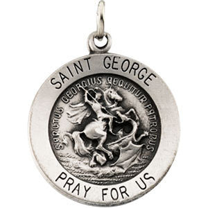 Sterling Silver 18.25mm Round St. George Medal 18" Necklace