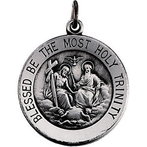 Sterling Silver 18.25mm Round Holy Trinity Medal