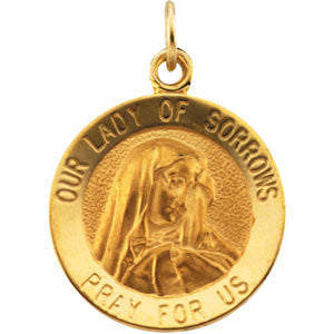 14K Yellow 14.5mm Our Lady of Sorrows Medal