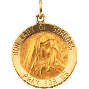 14K Yellow 18mm Our Lady of Sorrows Medal