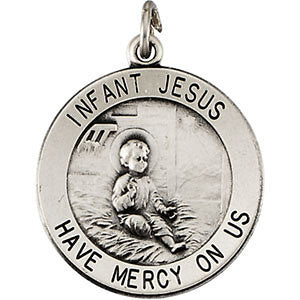 Sterling Silver 18.25mm Infant Jesus Medal with 18" Chain