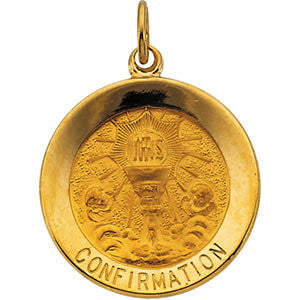 14K Yellow 18.25mm Round Confirmation Pendant Medal