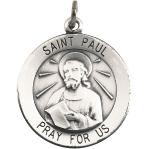 Sterling Silver 18.25mm Round St. Paul the Apostle 18" Necklace