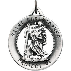 Sterling Silver 25.25mm St. Christopher Medal