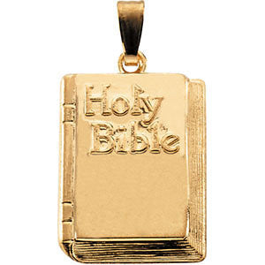 14K Yellow 19.5x13mm Bible Pendant