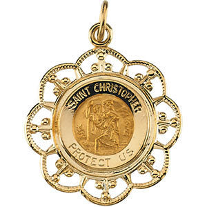 14K Yellow 23x20mm St. Christopher Medal