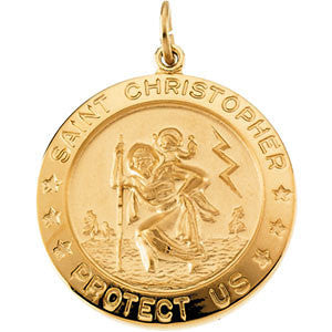 Yellow Gold Filled 25mm St. Christopher Medal