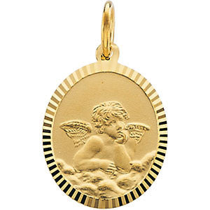 14K Yellow 14x12mm Angel Pendant